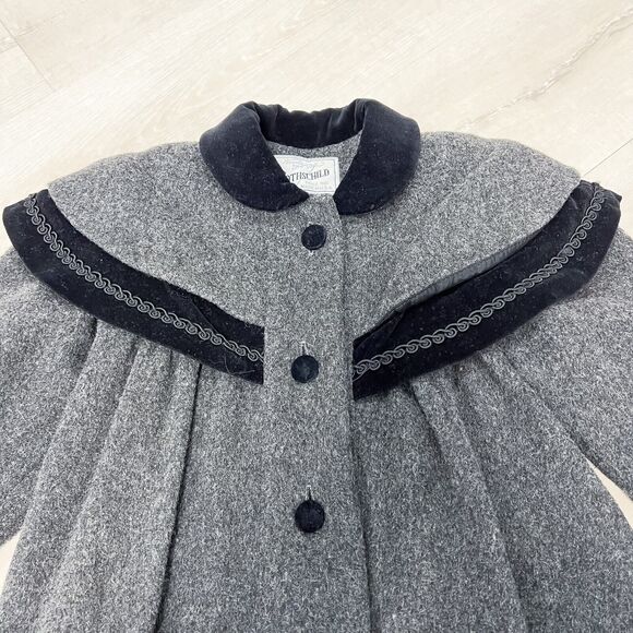 Vintage Rothschild Wool Blend Peter Pan Jacket Grey Black Size 3T Girls - Picture 2 of 12